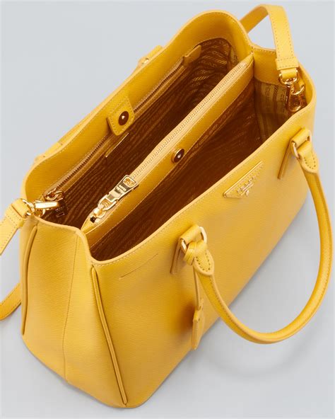 prada saffiano lux tote yellow|authentic Prada saffiano bag.